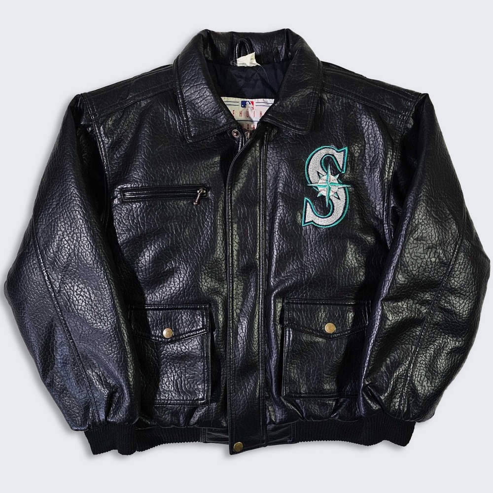 Seattle Mariners Vintage 90s Mighty Mac YOUTH Leather Bomber Jacket - MLB